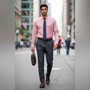 Penguin Heritage Slim Fit Men Red White Check Business Casual Button Up 17 33/35